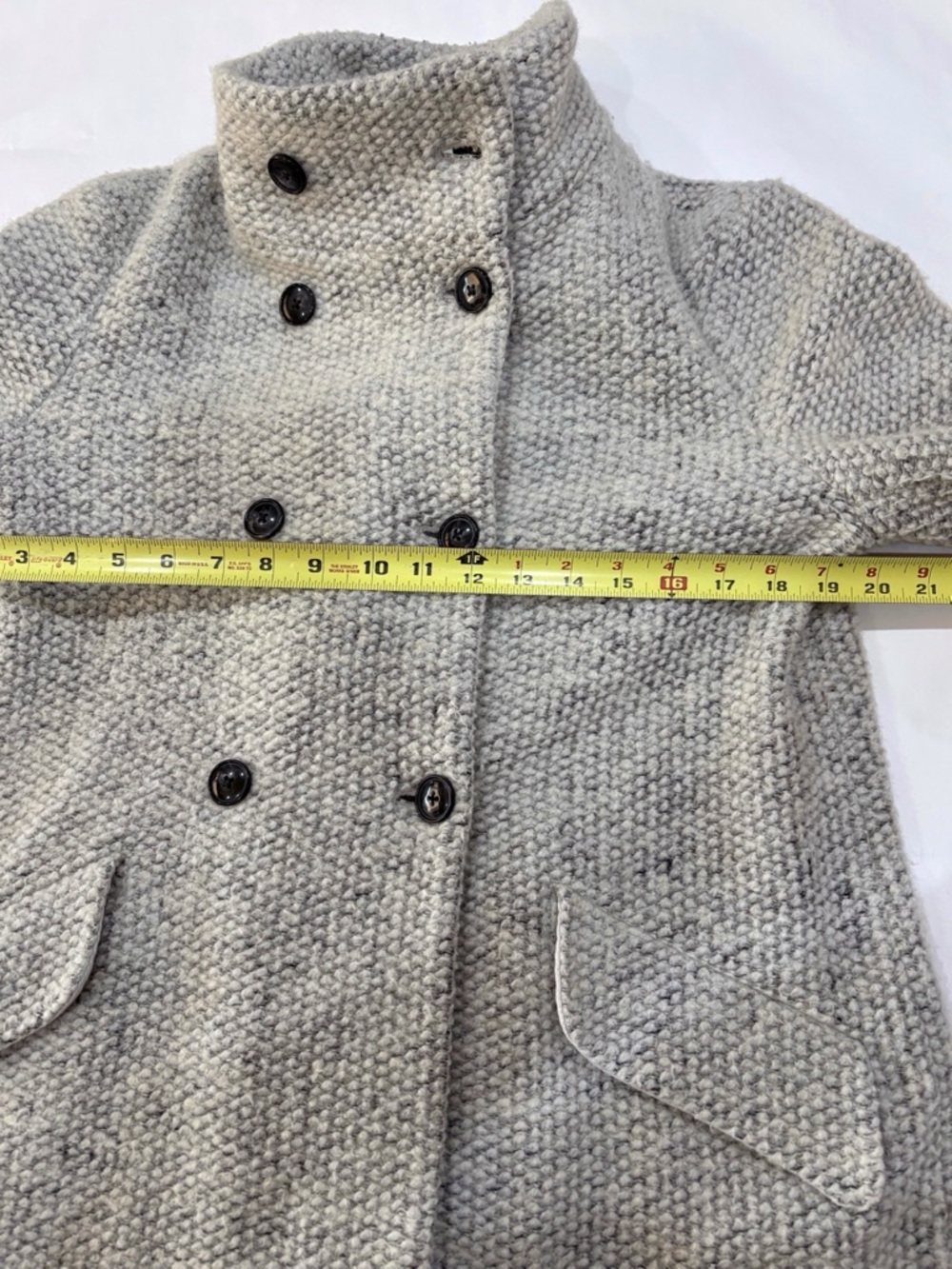 Joie Coat Women M Gray Wool Blend Textured Double Breasted Cozy Chic Minimalist - Picture 7 of 8